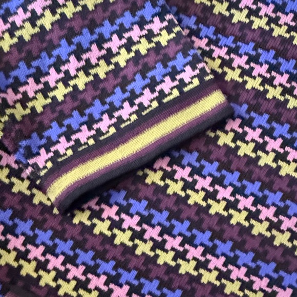 Classic Patterned Crewneck Cardigan - Purple/Black - Picture 4 of 5